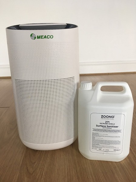 Meaco air purification system and Zoono Surface Cleaner